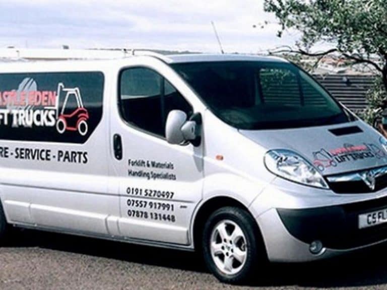Forklift and materials handling van showcasing Castle Eden Lift Trucks services.